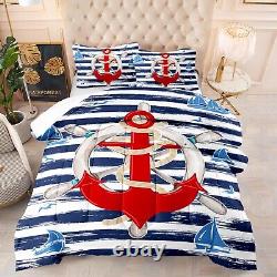 Ensemble de couette CVHOUSE Ocean Anchor Queen Size, Ensemble de literie côtière Anchor pour