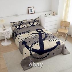 Ensemble de couette avec insert en duvet Homewish Anchor imprimé à rayures géométriques ensemble de confort nautique