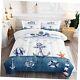 Ensemble De Couette Nautique Pour Enfants Et Adultes Taille Reine Anchor Rudder Bleu Foncé