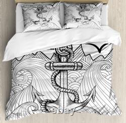 Ensemble de housse de couette Anchor avec taies d'oreiller Imprimé Zentangle Océan Nuages