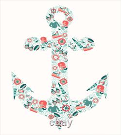 Ensemble de housse de couette Anchor avec taies d'oreiller imprimées de figures marines nautiques