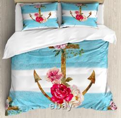 Ensemble de housse de couette Flora en lambeaux, ancres et roses