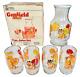 Ensemble De Jus D'orange Garfield Anchor Hocking Vintage 1978, Comprenant 5 Pièces Et 4 Verres Avec Carafe