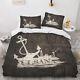 Ensemble De Literie 3d Ocean Anchor Bedding Quilt Cover Set 3 Pieces Doux