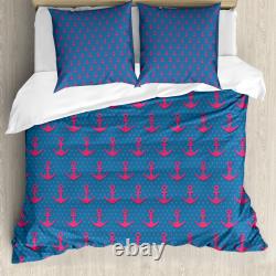 Housse de couette ancre rose sur pois bleus