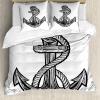 Housse De Couette De Tatouage Nautique Monochrome Ancre