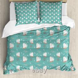 Housse de couette voile, bateau pirate, ancre, mouettes