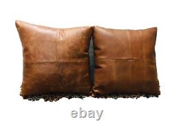 Housse de coussin en cuir de buffle doux pur pour la décoration intérieure d'une taille de 45X45CM au Royaume-Uni