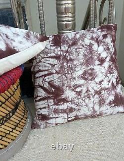 Indian Handmade Tie Dye Shibori Coussin Cover 16x16 Indigo Throw Pillows S 2062