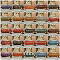 Indian Long Round Pillow Yoga Bolster Massage Beige Cylinder Silk Cushion Cover