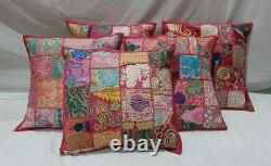 Indian Patchwork Cushion Cover Mehron Boho Handmade Pillow Case Home Décor Nouveau