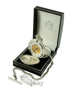 Mens Plain Silver Couvre Mécanique Hunter Pocket Watch Handsome Gift Gravé