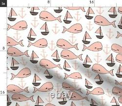 Nautical Pink Whale Sailboat Anchor Nursery Sateen Duvet Cover Par Roostery