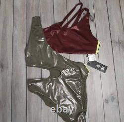 Nouveau maillot de bain deux pièces Adidas IVY Park pour femmes, neuf avec étiquette, rouge olive