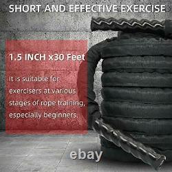 Nylon Covered Heavy Battle Rope 30ft Avec Kit D'ancrage, 1,5 Pouces Diamètre