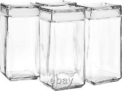 Pot en verre empilable de 2 pintes avec couvercle (8 pièces, tout en verre)