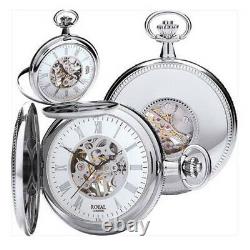 Royal London Mécanique Silver Hunter Pocket Watch Qualité Hommes Cadeau Engraved