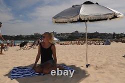 Super Cool Beach Parapluie Silver Bestuv Top &black Sous, Ancre En Plastique D'évent D'air