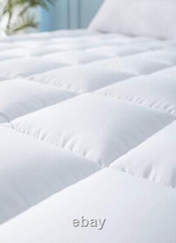 Surmatelas Extra Moelleux avec Garnissage en Fibres de Coussin et Bande Élastique d'Attache pour Matelas Profond