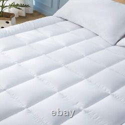 Surmatelas Extra Moelleux avec Garnissage en Fibres de Coussin et Bande Élastique d'Attache pour Matelas Profond