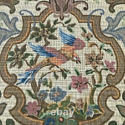 Very Old Tapestry Penelope Canvas X 2 À Mouchard Et Couvrir Une Chaise Oiseaux & Parchemins