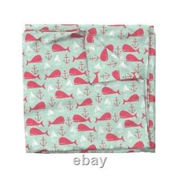 Whale Nautical Preppy Anchor Sailboat Whales Sateen Duvet Cover Par Roostery